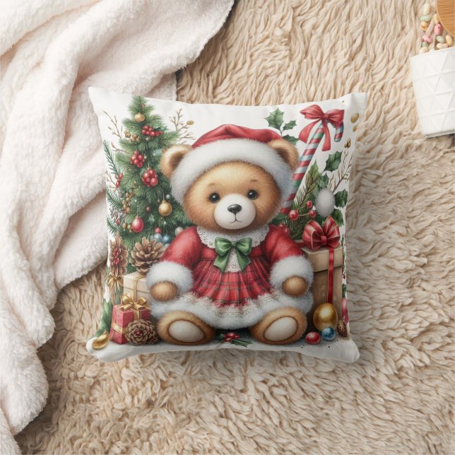 Sierkussen met kerstTeddy Bear (Deken)