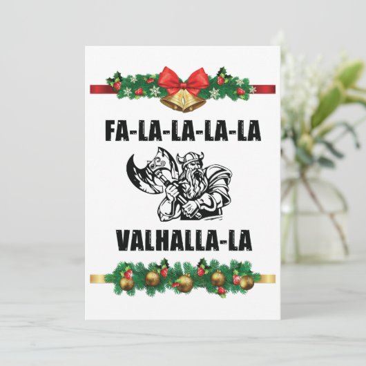 Sierkussen met kerstvalhalla feestdagenkaart (Staand voorkant)