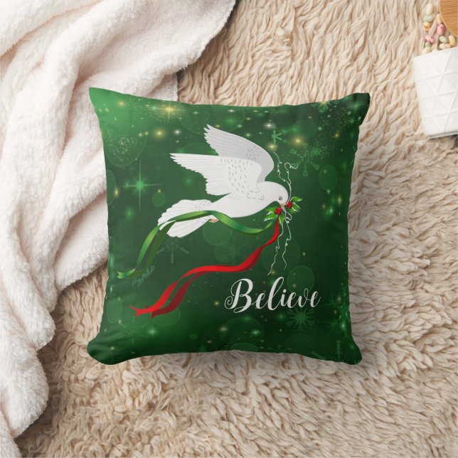 Sierkussen met kerstwitte dove (Deken)