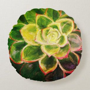 Sierkussen met schildering van vetplant rond kussen