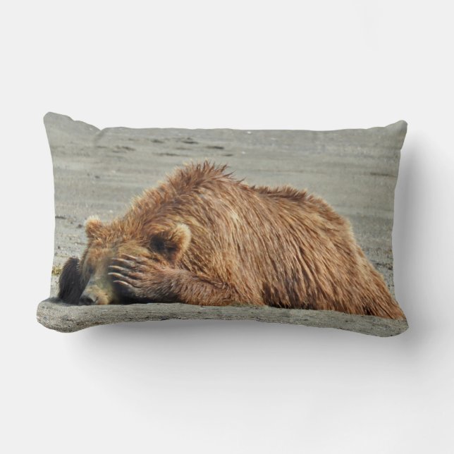 Sierkussen met slapend grizzly beer kussen (Voorkant)