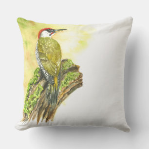 Sierkussen met Waterverf Green Woodpecker