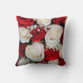 Sierkussen mooie rode en witte rozen (Achterkant)