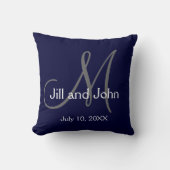 Sierkussen Navy Blue Monogram Wedding Keepomwille (Voorkant)