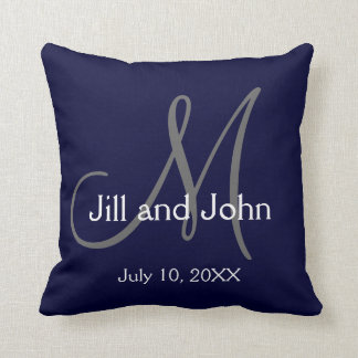 Sierkussen Navy Blue Monogram Wedding Keepomwille