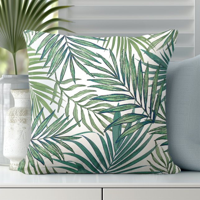 Sierkussen palmbladeren (Explore Totally Coast's Exclusive Pillow Designs.)