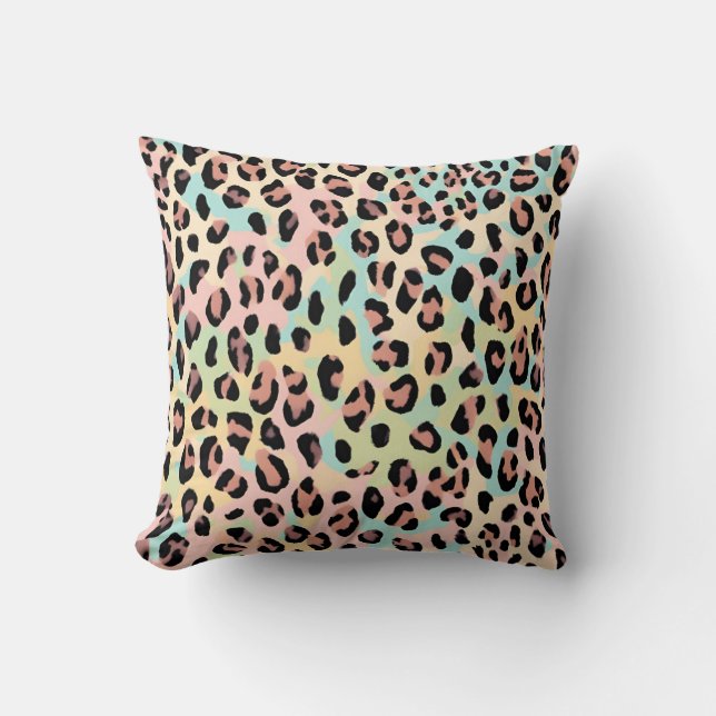 Sierkussen Pastel Leopard Print Dierenprint (Voorkant)