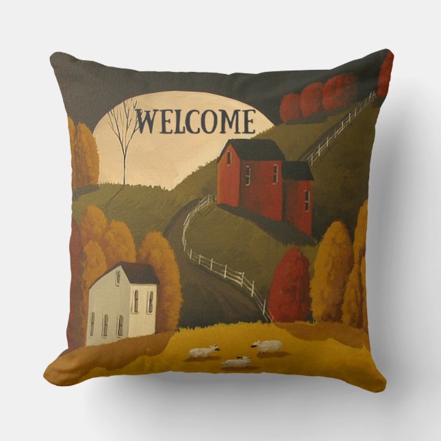 Sierkussen "Primitive Style/Welcome" (Voorkant)