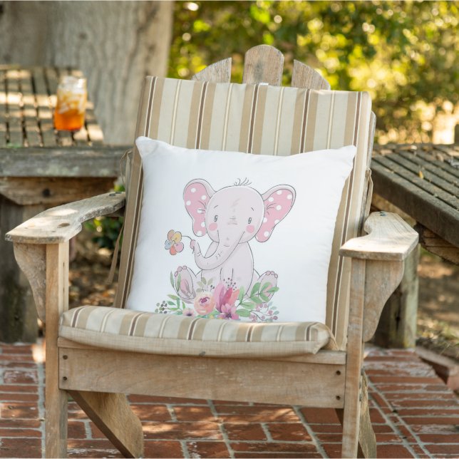 Sierkussen Roze Floral Elephant (Stoel)