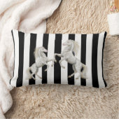 Sierkussen Stripe Black White Horse Kussen (Deken)