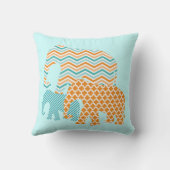 Sierkussen van Aqua en Oranje Elephants (Achterkant)
