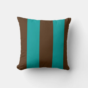 Sierkussen van blauwgroen en chocolade strepen
