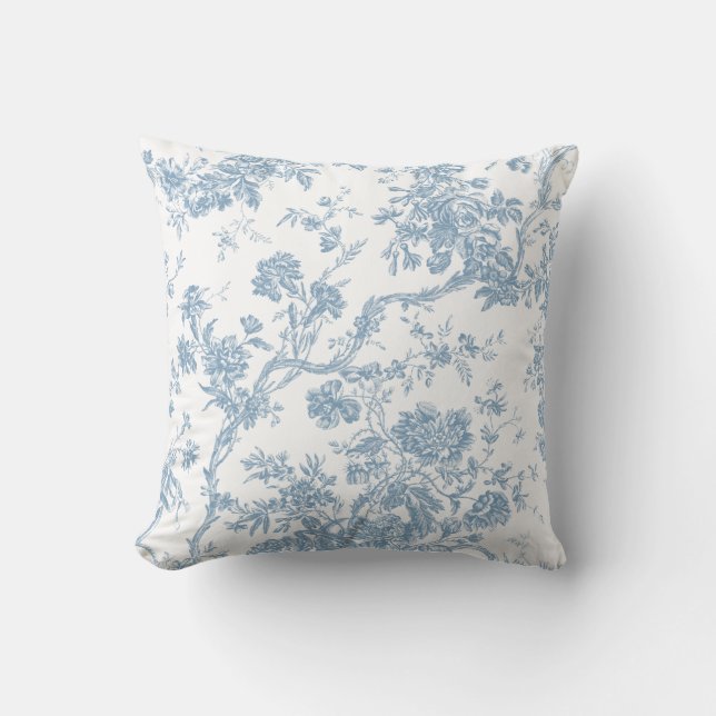Sierkussen van Blue Toile de Jouy (Voorkant)