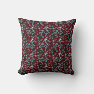 Sierkussen van Burgundy en Aqua Boho Paisley