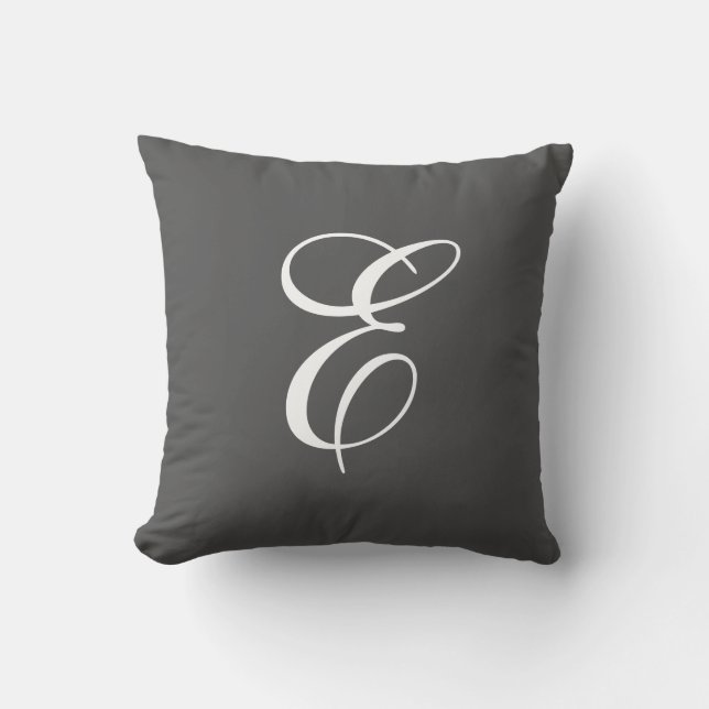 Sierkussen van Charcoal Gray and White Monogram (Voorkant)