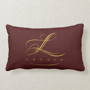 Sierkussen van Legato (bruin met gouden logo) Kussen