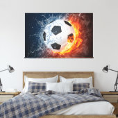 Sierkussen van ontvlammend Football/Voetbal Canvas Afdruk (Insitu (Slaapkamer))