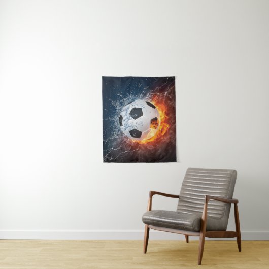 Sierkussen van ontvlammend Football/Voetbal Wandkleed (In situ)