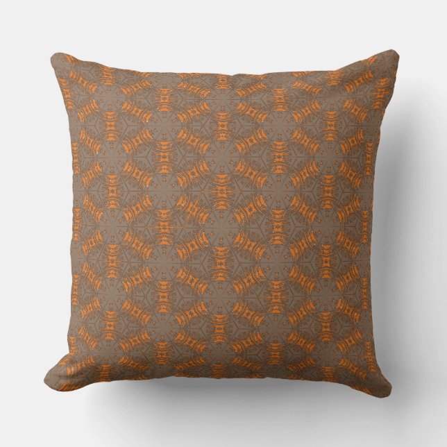 Sierkussen van Oranje en grijs bruin Mocha (Voorkant)