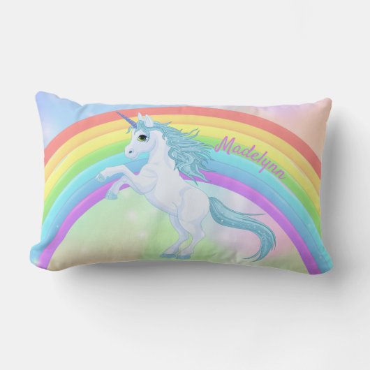 Sierkussen van Unicorn en regenboog Kussen (Voorkant)