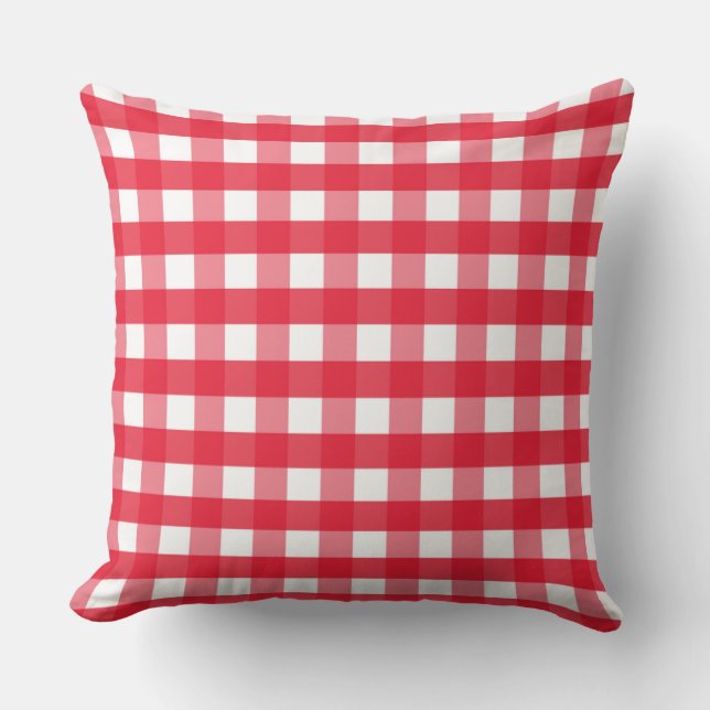 Sierkussen voor Bright Red en White Gingham Countr (Voorkant)