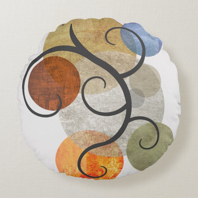 Sierkussen voor hedendaagse gepatterde cirkels rond kussen (Voorkant)