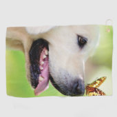 Sierkussen voor labrador en vlinder golfhanddoek (Horizontaal)