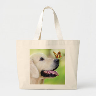 Sierkussen voor labrador en vlinder grote tote bag