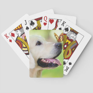 Sierkussen voor labrador en vlinder pokerkaarten