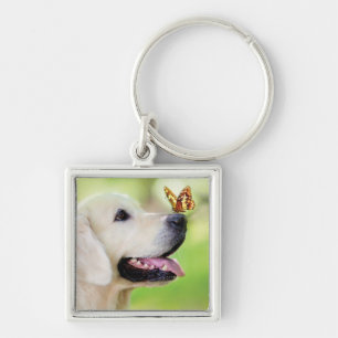 Sierkussen voor labrador en vlinder sleutelhanger