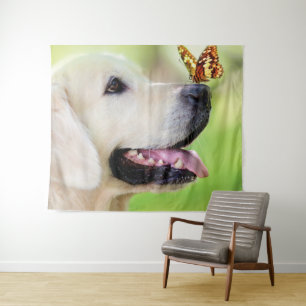 Sierkussen voor labrador en vlinder wandkleed