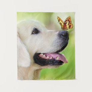 Sierkussen voor labrador en vlinder wandkleed