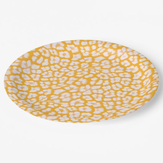 Sierkussen Wit geel abstract luipaard print Papieren Bordje (Gekanteld)