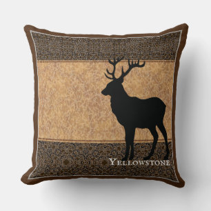 Sierkussen-Yellowstone Elk Chocolate Brown Kussen