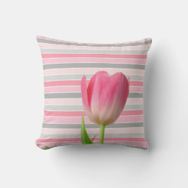 Sierkussennen pastel streep roze tulp kussen