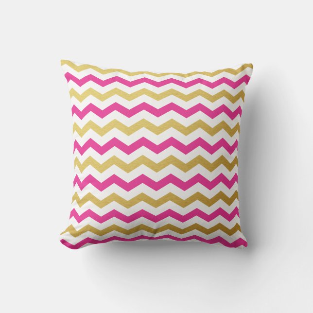 Sierkussennen voor Gold en Roze Chevron Pattern Kussen (Voorkant)