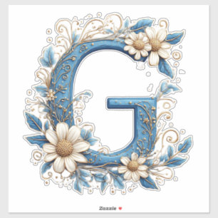 Sierletter G Met Blauwe Emaille Sticker