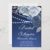 Sierlichtjes Blau Elegante Bruiloft Feest Kaart (Voorkant)