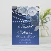 Sierlichtjes Blau Elegante Bruiloft Feest Kaart (Staand voorkant)