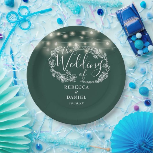 Sierlichtjes Bloemrijk Smaragdgroene Trouw Papieren Bordje (Feest)