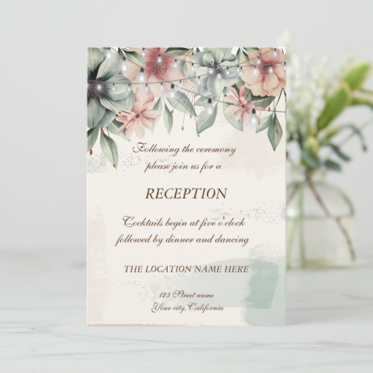 Sierlichtjes,Penseelstreek,Bloemen Bruiloftsrecept Kaart (Staand voorkant)