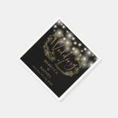 Sierlichtslingers bloem zwart en goud bruiloft servet (Hoek)