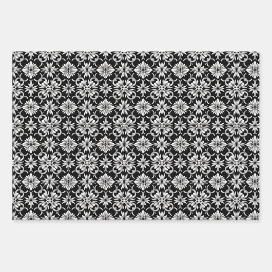 sierlijk 3D zwart-wit ontwerp Inpakpapier Vel (Voorkant 3)