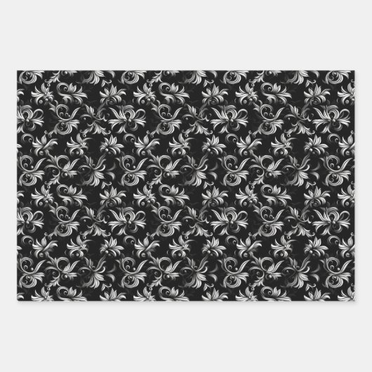  sierlijk 3D zwart-wit ontwerp Inpakpapier Vel (Voorkant 2)