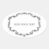 Sierlijk antiek lijstje - voeg uw tekst toe ovale sticker (Voorkant)