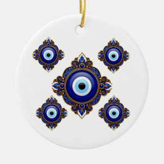 Sierlijk Blauw Boze Oog Sublimatieontwerp Keramisch Ornament