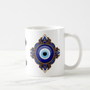 Sierlijk Blauw Boze Oog Sublimatieontwerp Koffiemok