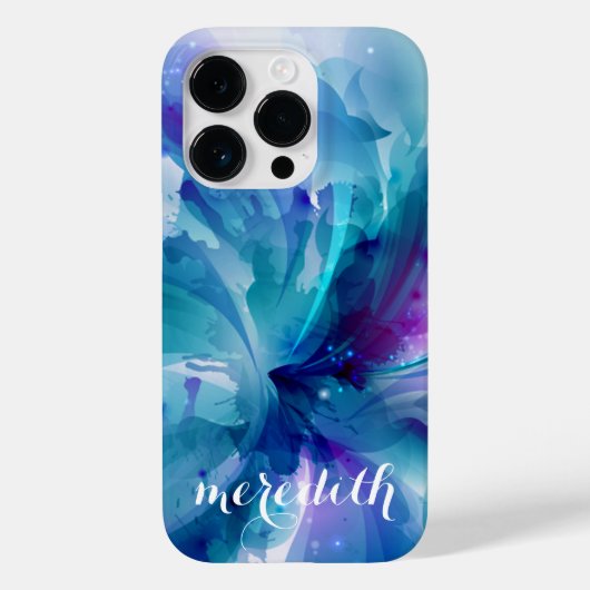 , sierlijk blauw & Paarse Abstracte bloemig Case-Mate iPhone Case (Achterkant)