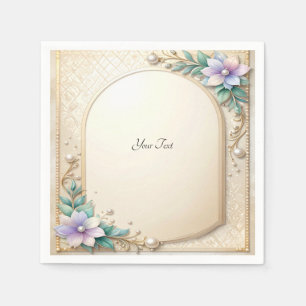 Sierlijk bloemframe met parels servet