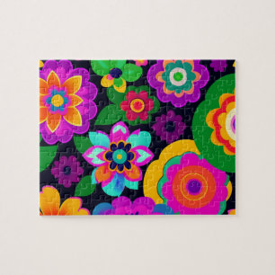 Sierlijk Bloemmotief Kleurrijk Patroon Bloemen Legpuzzel